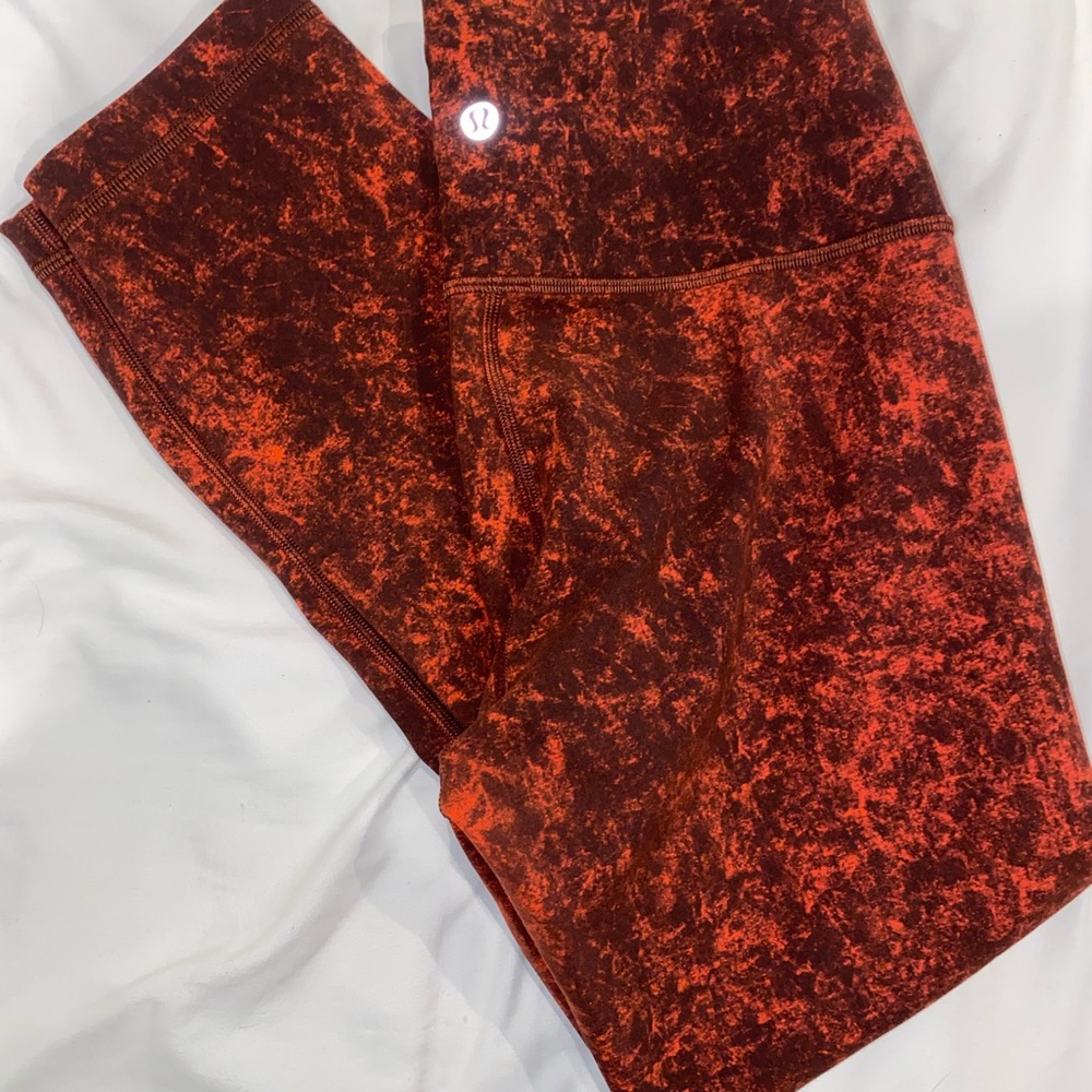 lululemon athletica Red and Black Leggings